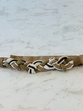 Vintage Carolyn Tanner Designs Brown and White Braided Adjustable Belt 1980’s